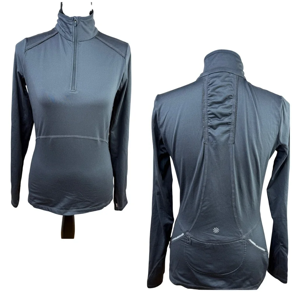 Athleta Quarter Mile 1/4 Zip Pullover Charcoal Gray Size Small - Picture 1 of 10